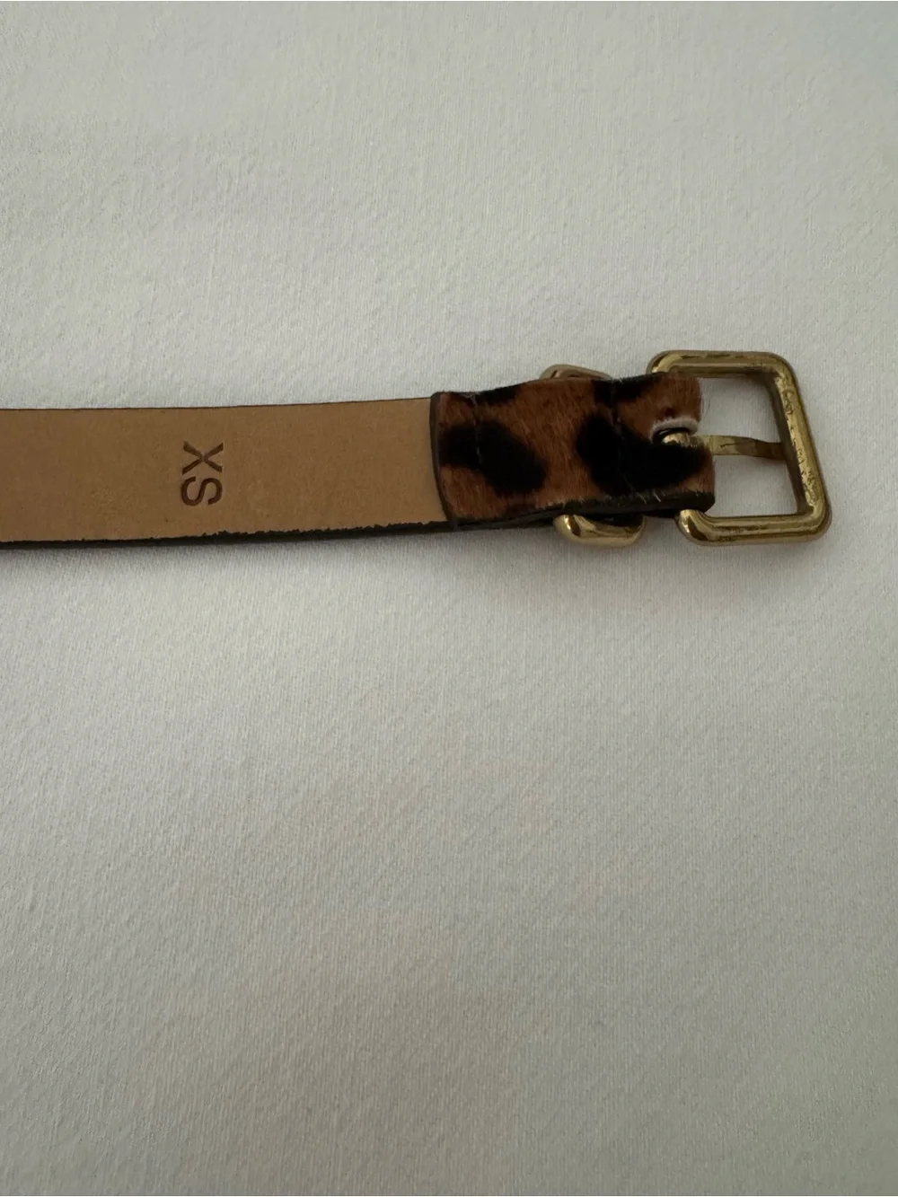 J. Crew skinny belt 37" long.  Genuine Italian leather, animal print.  EUC. - Picture 3 of 5